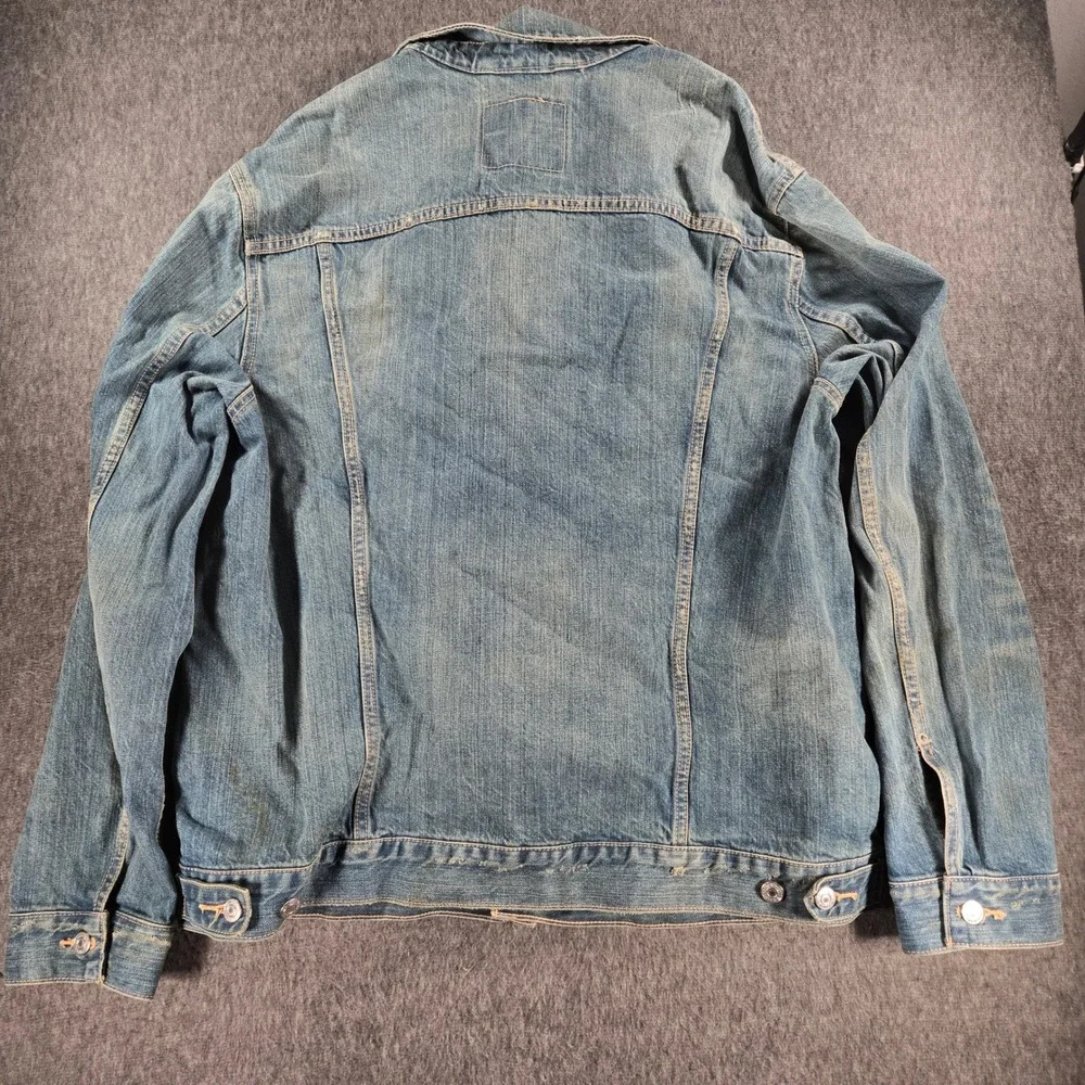 Vintage Y2K Levi's Denim Trucker Jacket Mens XXL Blue Button Up Distressed Faded - Picture 10 of 12